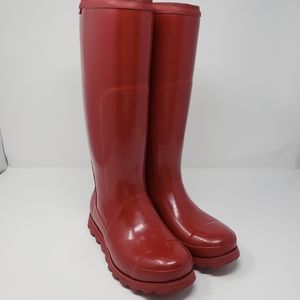 Sorel Joan Tall Red Dahlia Candy Apple Rubber Rain Waterproof Winter Boots 6.5